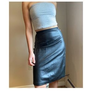 Vintage leather midi skirt!